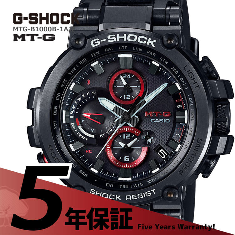 New G SHOCK g shock G Shock MTG B1000B 1AJF Casio CASIO MT G Electric wave solar cooperation black Blackall Black Chronograph mens BE FORWARD Store