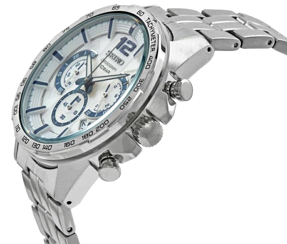 New]SEIKO SEIKO Chronograph mens tachymeter quartz dial silver-blue  Stainless SSB343P1 analog Chronograph - BE FORWARD Store