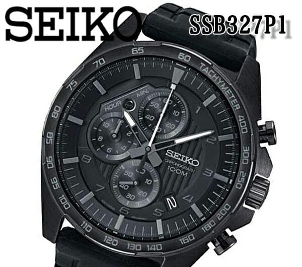 New]SEIKO SEIKO mens SEIKO Chronograph SSB327P1 100m waterproofing rubber  belt mineral Glass analog full Black - BE FORWARD Store