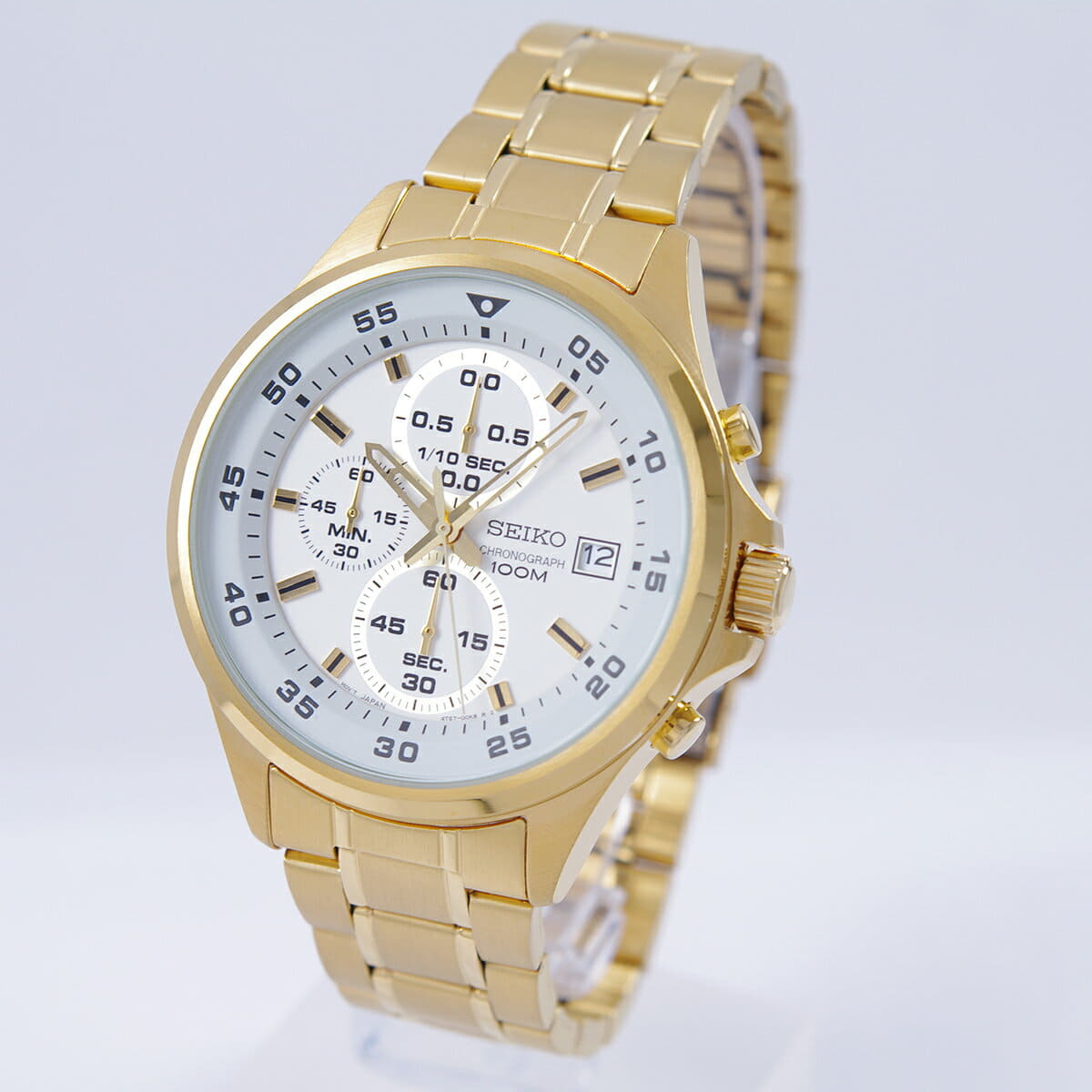 seiko chronograph 100m gold and silver