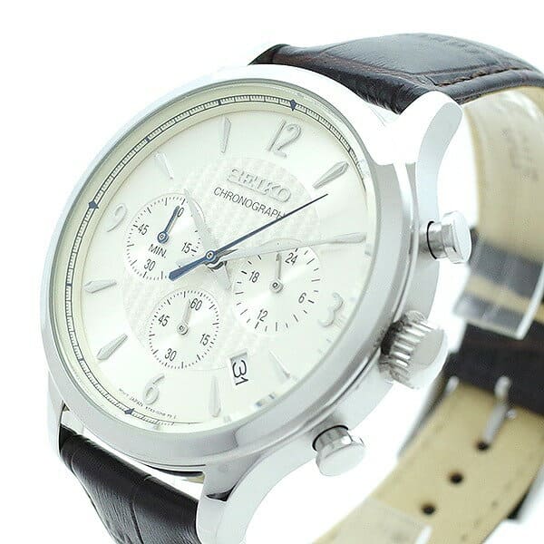 New SEIKO SEIKO mens SSB341P1 quartz white brown BE FORWARD Store