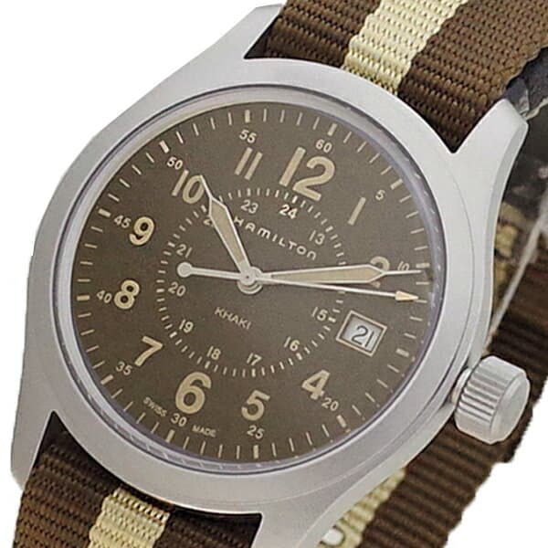 New HAMILTON mens Ladies H68201093 khaki field quartz brown brown beige BE FORWARD Store