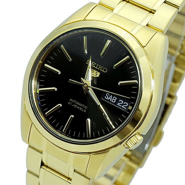 seiko 5 black and gold