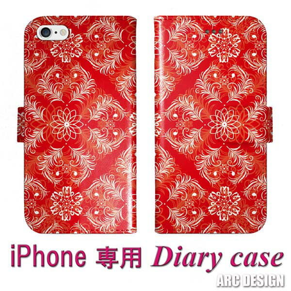 New Iphone11 Pro Iphonexs Max Xperia Xz1 So 01k Sov36 701so Case Notebook Type Case Xperia Xperia Xz1 Compact So 02k So 02j So 04h Sov33 So 04g Cover Notebook Simple Simple Hawaiian Ann Damask Pattern Leaf Red