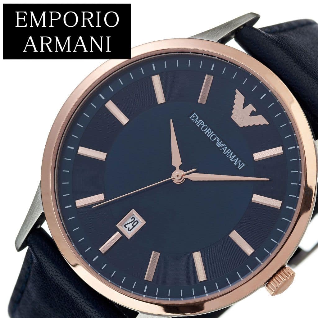 New]Emporio Armani EMPORIOARMANI clock renato RENATO mens Navy AR11188 [new  work waterproofing high quality leather belt leather suit salesman Empoli  member of society husband master stylish EA ] [ ] - BE FORWARD Store