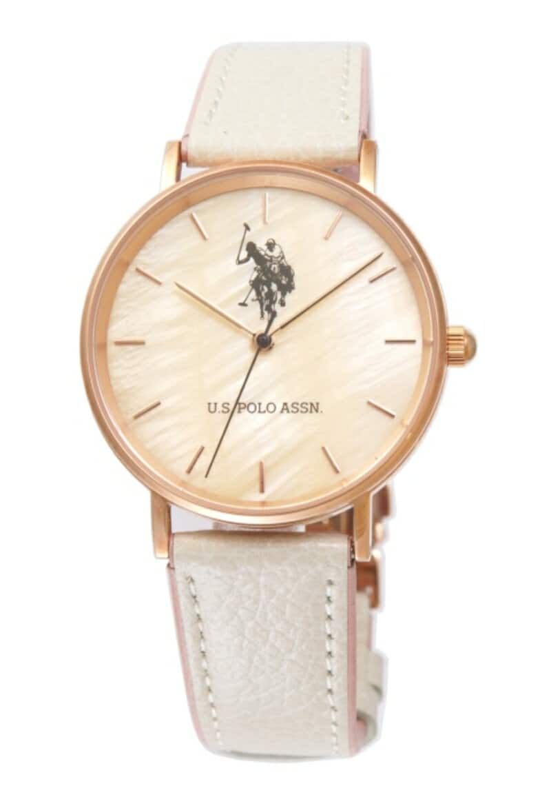 New US POLO ASSN US Polo US 1A IV USPA WATCH clock Ladies mens unisex ivory shell Gold BE FORWARD Store