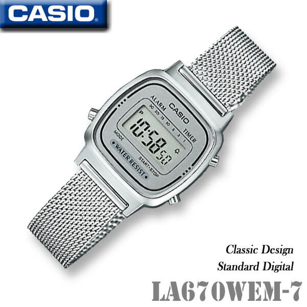 New]CASIO LA670WEM-7 Vintage design Standard Digital Casio standard digital  quartz Ladies Silver mesh band country LA670WEM-7JF and * * of the same  type - BE FORWARD Store
