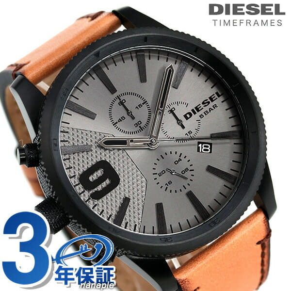 New up to 27 times Diesel clock mens Rasp 51mm Chronograph DZ4468 DIESEL gray X light brown BE FORWARD Store