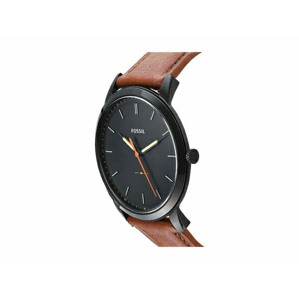 New Fossil mens Minimalist Three Hand Watch FS5305 Black Light Brown Leather BE FORWARD Store