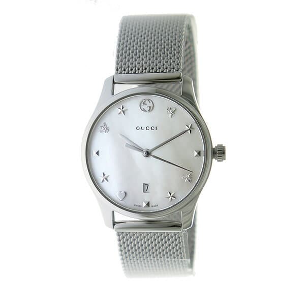 New Gucci Gucci G Timeless quartz YA126583 white shell Silver BE