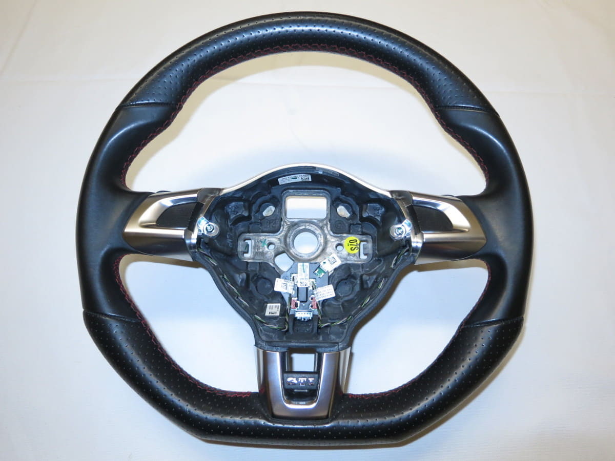 Used]With golf 6 GTI golf VI sirocco paddle! Genuine leather steering  steering wheel (Q-7991) - BE FORWARD Auto Parts
