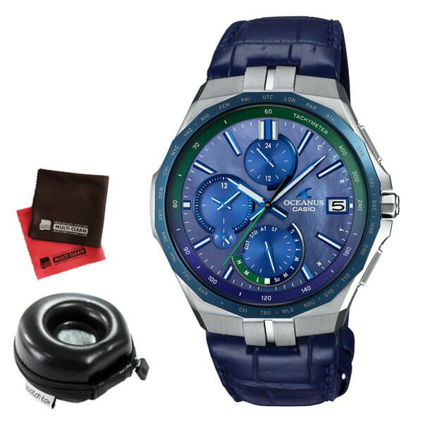 New]It is Casio CASIO OCW-S5000APL-2AJF OCEANUS manta OCEANUS MANTA mens  model Japan Indigo indigo plant Electric wave solar crocodile leather band  multi-needle analog (belonging to a round shape clock case cross) -