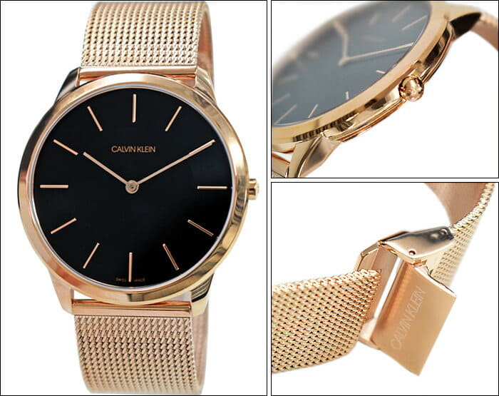 New]privilege Write ; and five years Calvin Klein Calvin Klein extension  Minimal Extension mens clock ck(130)K3M2T621 Black pink Gold mesh - BE  FORWARD Store