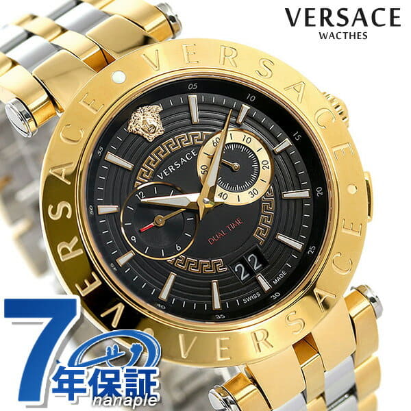 New]is up to 37 times at +4 time in all article more Versace clock mens V  race dual time 46mm VEBV00519 VERSACE verusachieburakku X Gold - BE FORWARD  Store