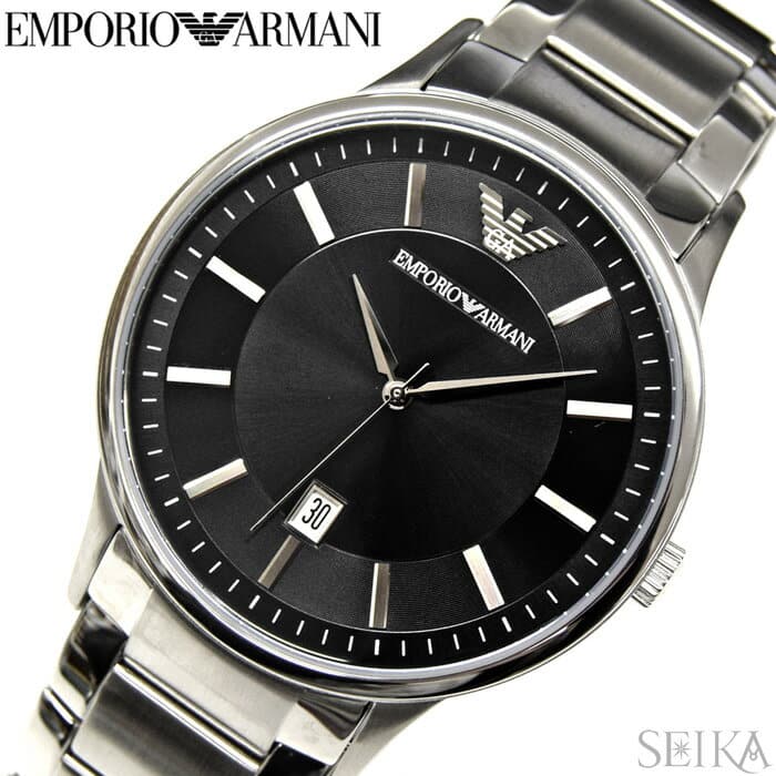 New]Write ; and five years Emporio Armani EMPORIO ARMANI AR11181 clock mens  Black Silver - BE FORWARD Store