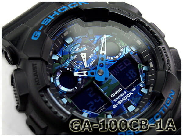 New]G-SHOCK G-SHOCK CASIO Casio Black blue camouflage pattern GA-100CB-1AER  GA-100CB-1A - BE FORWARD Store