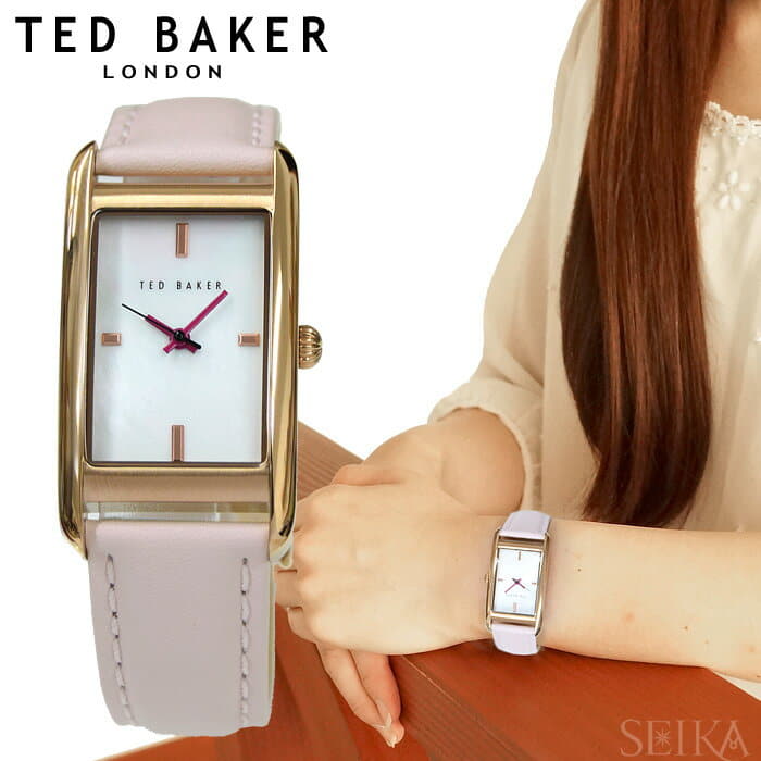 New Ted Baker TEDBAKER square 11 10030751 clock Ladies leather shell pink