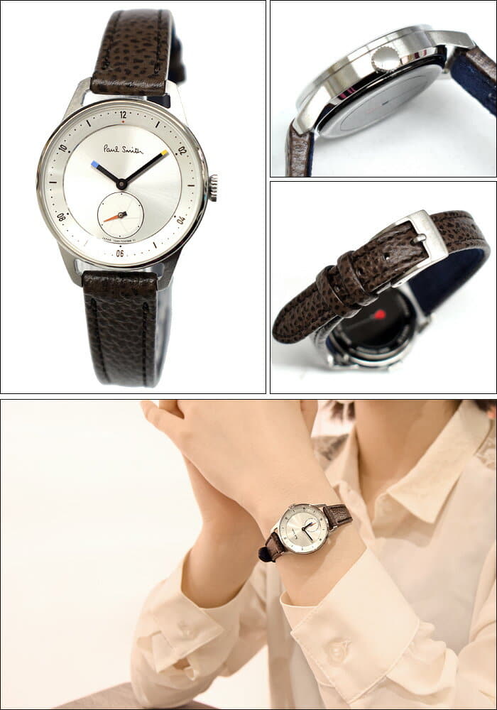 New Write and five years Paul Smith PAUL SMITH BZ1 919 90 20 Church Street Mini clock Ladies brown leather BE FORWARD Store
