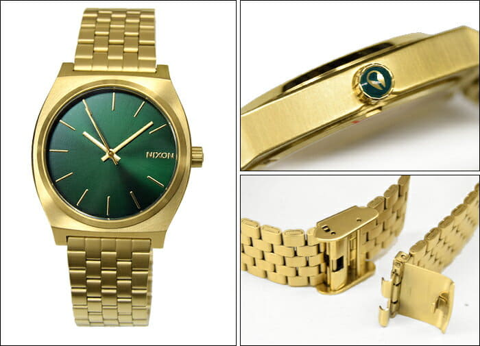 New mesh of the NIXON Nixon time Teller A045 1919 clock mens Ladies unisex Gold green A0451919 00 green