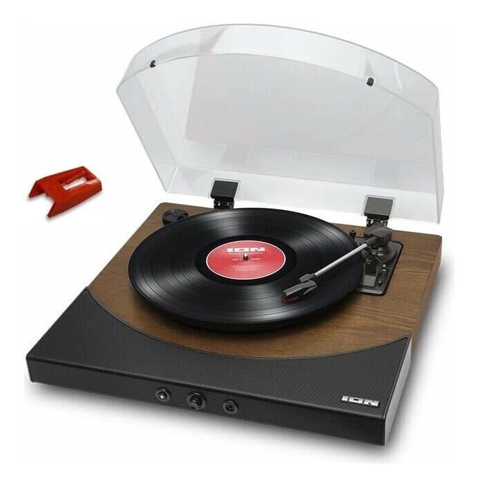 [New]All-in-one turntable record player 　 　 smtb-TK 　 with a built-in ION  AUDIO Premier LP WD+ genuine exchange needle (nothing) Brown speaker for