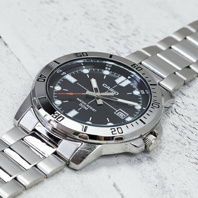New]Japanese non-release CASIO Casio standard mens MTP-VD01D-1E analog  Silver Black black - BE FORWARD Store