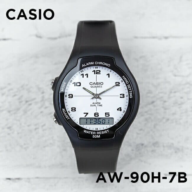New]Japanese non-release CASIO Casio standard AW-90H-7B mens Ladies Black  black white white - BE FORWARD Store