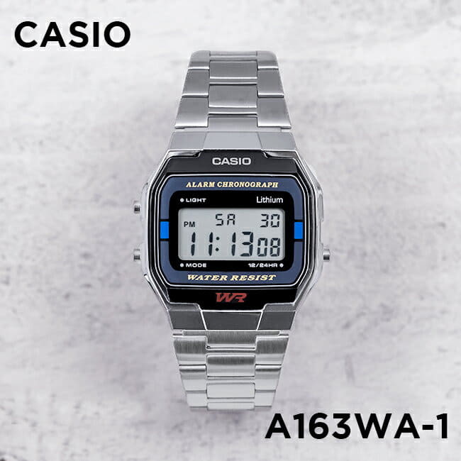 New]Japanese non-release CASIO Casio standard A163WA-1 mens Ladies digital  Silver Black black - BE FORWARD Store