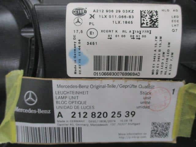 [Used]Benz W212 E Class 212036C Left Headlight A2128202539 - BE FORWARD ...