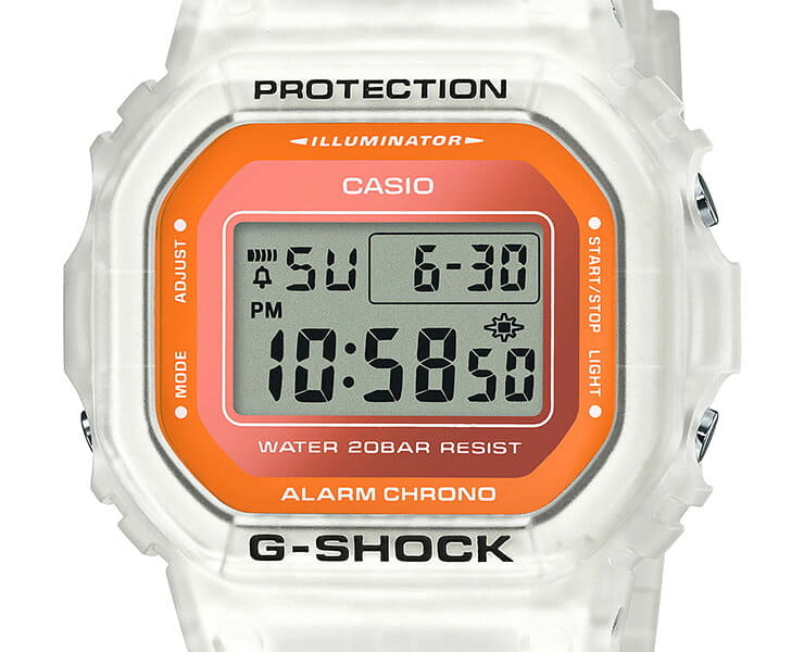 New]Casio G-Shock Origin 5600 color skeleton series white \u0026 orange DW-5600LS-7JF  CASIO ORIGIN G-SHOCK Color Skeleton Series digital white mens (DW5600LS7JF)  - BE FORWARD Store