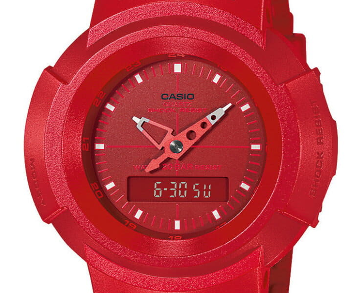 New Casio G Shock First Generation Analog Model Revival Design Oar Red Aw 500bb 4ejf Casio G Shock Digital Analog Combination Round Red Mens Aw500bb4ejf Be Forward Store