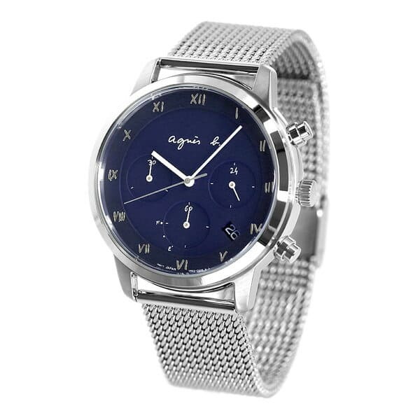 New]Agnes b. mens Marcello solar FBRD938 agnes b. Navy clock - BE