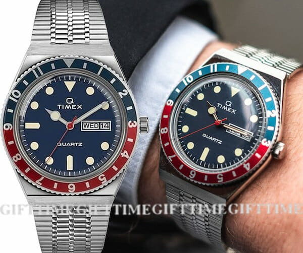 New Reproduction model TW2T80700 SILVER Timex Q Silver Pepsi color