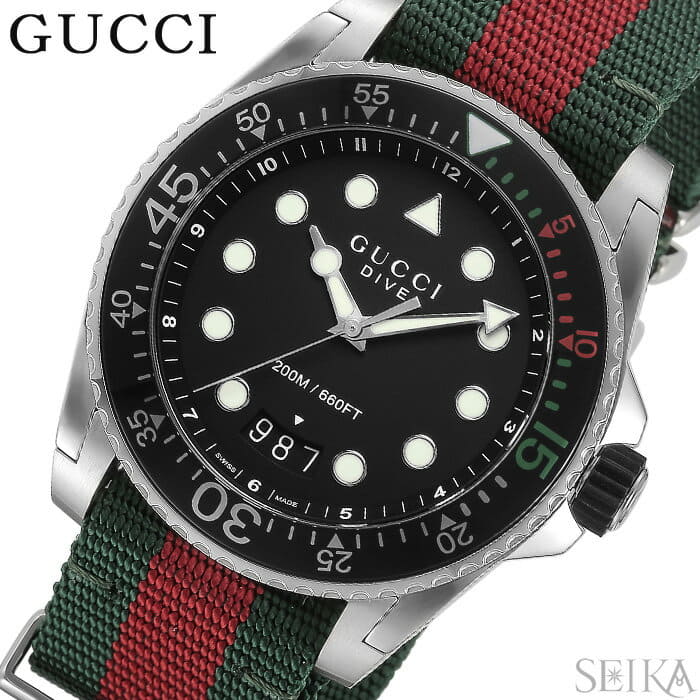 New]Write ; and five years Gucci GUCCI (36)YA136209A DIVE clock mens Black  nylon (RNT01) - BE FORWARD Store