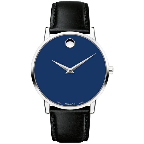 Men's swiss museum classic black leather strap watch 40mm hot sale