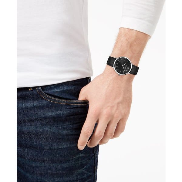 New Boss Ladies Hugo Boss Men s Essential Ultra Slim Black Leather Strap Watch 40mm Black BE FORWARD Store