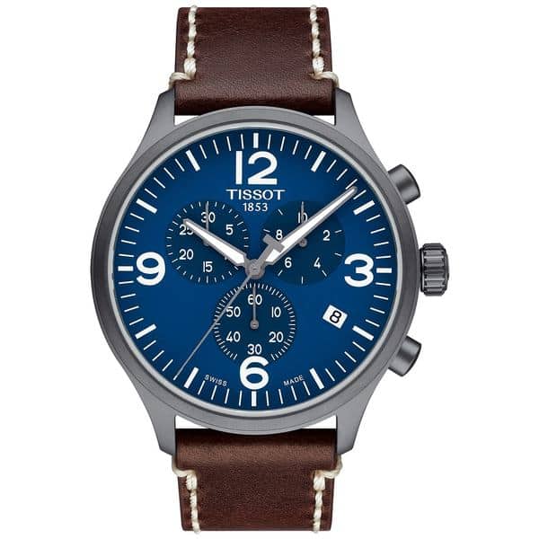 Swiss Chrono XL Brown Leather Strap 