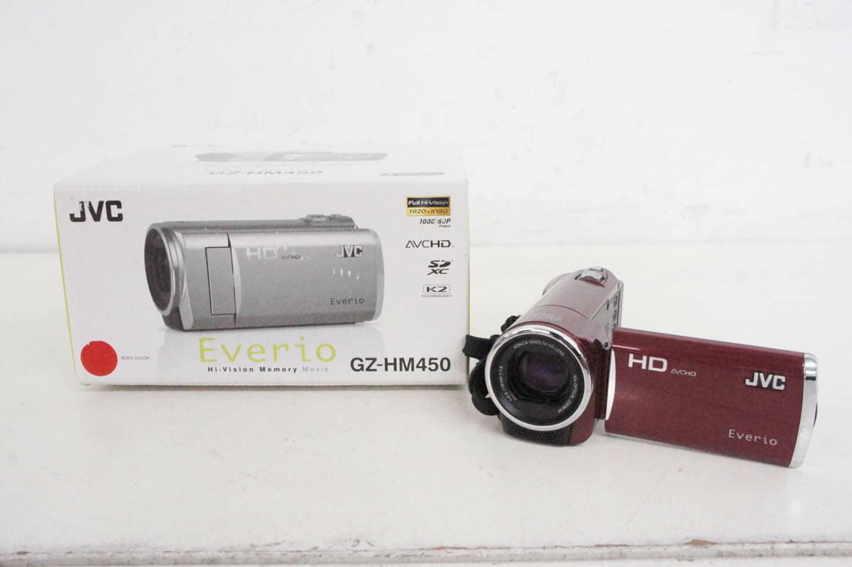 VICTOR Everio メモリームービーカメラ JVC GZ-HM450-R ビデオカメラ