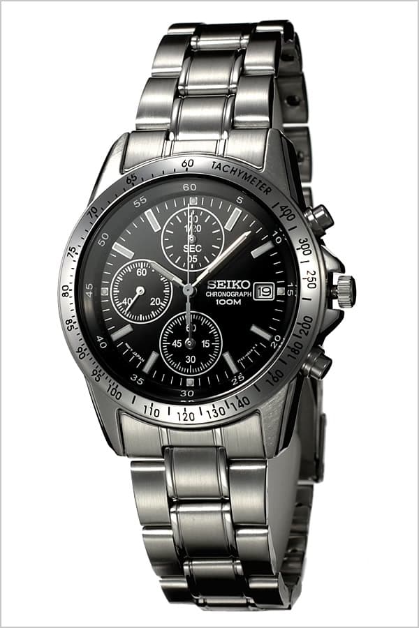 New]It is examination on a memorial day on SEIKO Chronograph clock SEIKO  mens Black Silver SND367PC constant seller suit graduation entrance to  school employment celebration junior high student high school student  university