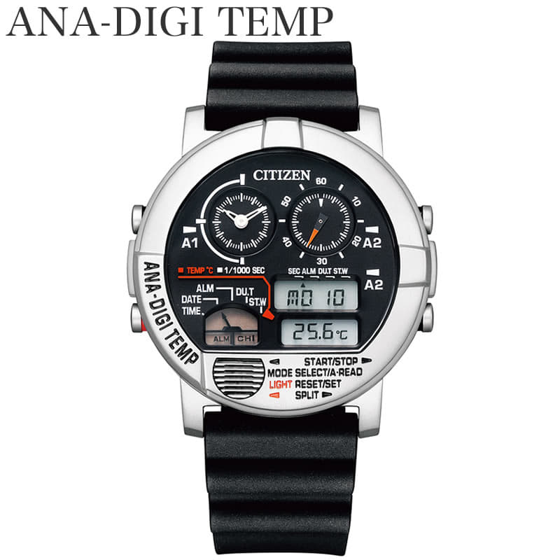 New]CITIZEN temp clock Citizen ANA-DIGI TEMP mens Black