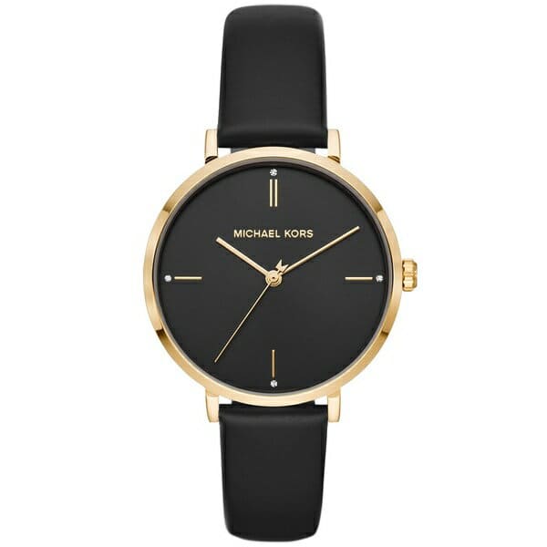 Michael kors watch hotsell black leather strap