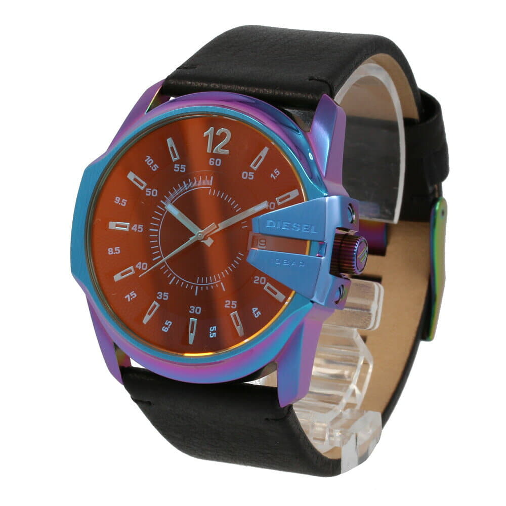 New DIESEL diesel DZ1951 MASTER CHIEF master chief mens polarization Glass leather leather Black calendar analog quartz BE FORWARD Store