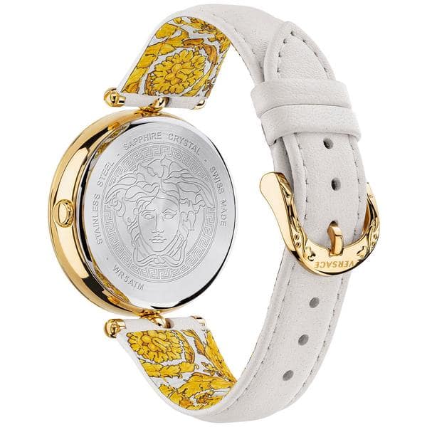 New]Versace Ladies Women's Swiss Palazzo Empire Barocco White Leather Strap  Watch 39mm Gold - BE FORWARD Store