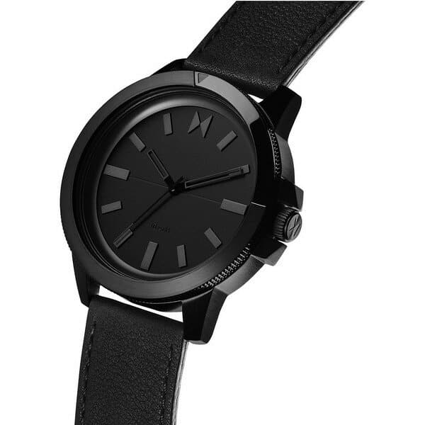 [New]M buoy M tea Ladies Men's Minimal Sport Black Leather Strap Watch