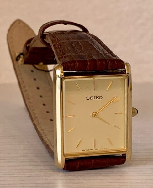 New]Japanese non-release SEIKO SEIKO clock mens Gold leather belt corner  square SFP606P1 - BE FORWARD Store