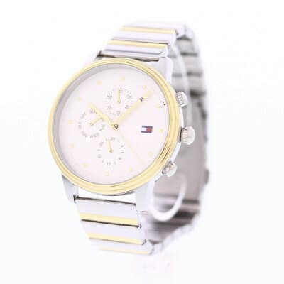 New]TOMMY HILFIGER tomihirufiga 1781908 Ladies Silver Gold Stainless D date  calendar analog quartz - BE FORWARD Store