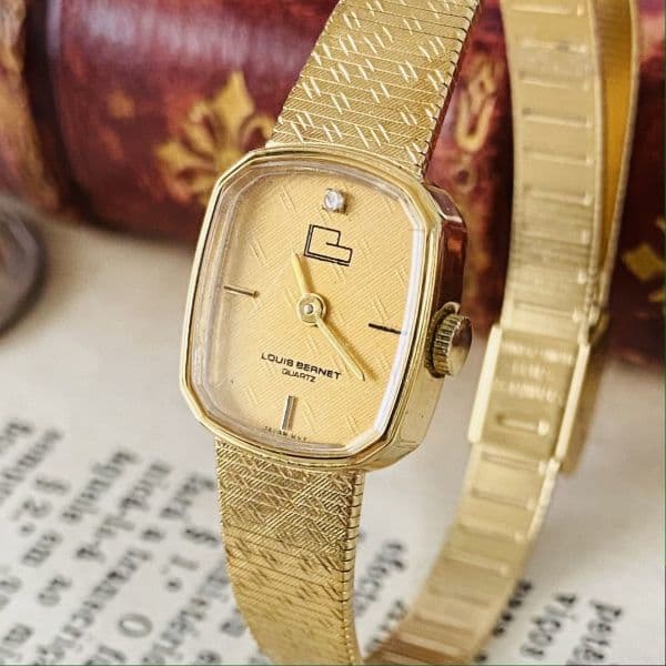 Used high quality watch Louis Bernet Quartz date watch vintage bracelet cocktail watch crystal BE FORWARD Store
