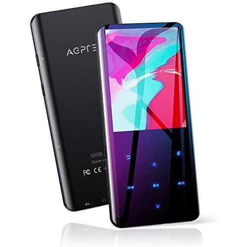 New]With extendable to more than digital audio player small size FM radio  recording up to 128GB with a built-in MP3 player AGPTEK 32GB incorporation  Bluetooth5.0 mp3 player 3D curved surface music player