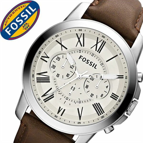 [New]Fossil FOSSIL clock FOSSIL Fossil clock Grant GRANT mens white ...