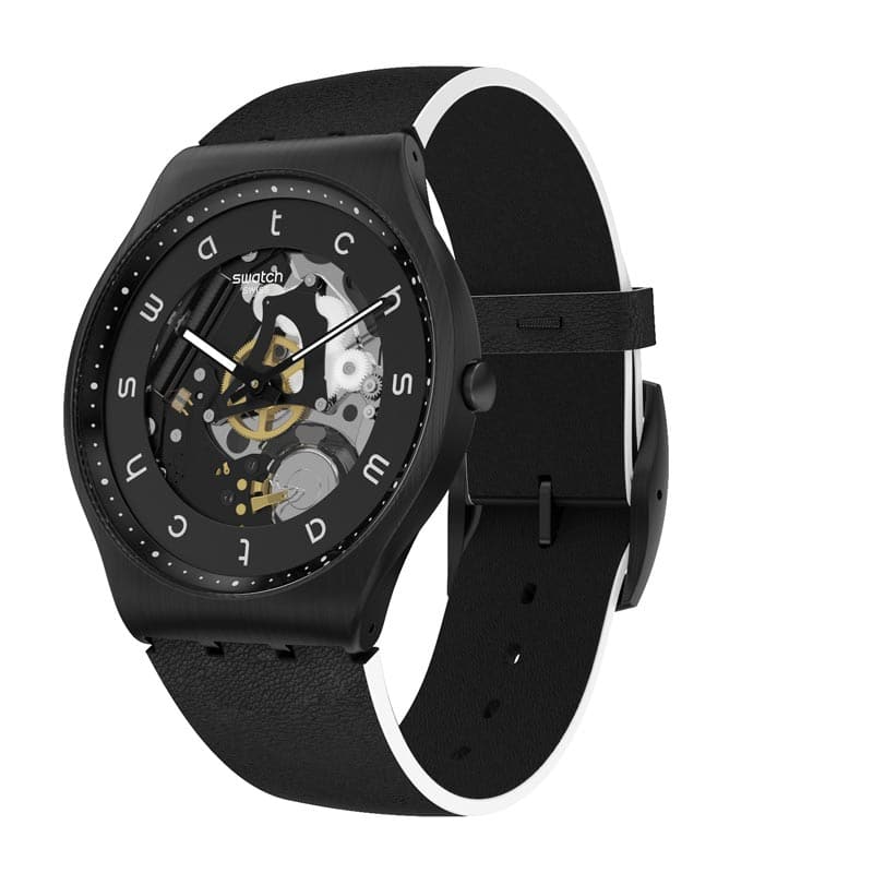 New]Swatch Swatch WHITE SIDE white side SS07B101Originals Originals SKIN  Irony 42 (skin 42) belt: A leather case: Stainless - BE FORWARD Store