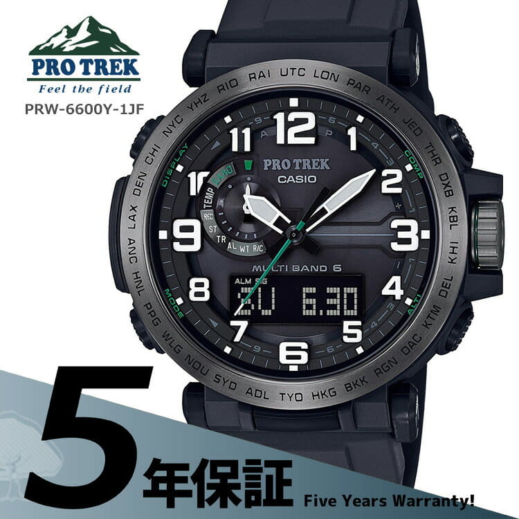 New]Casio CASIO PRO TREK PRO TREK PROTREK Electric wave solar tough solar  black mens PRW-6600Y-1JF - BE FORWARD Store